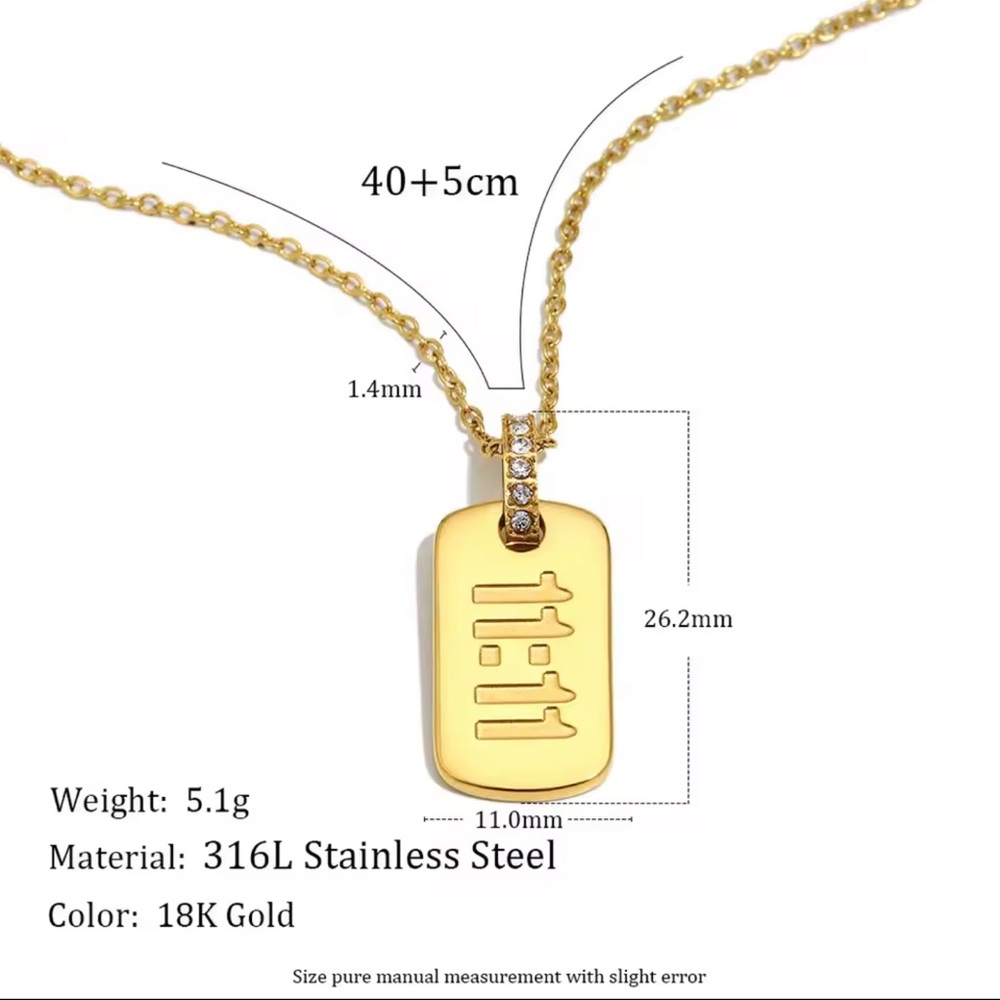 Gold Angel Number 11:11 Necklace – Minimalist Lucky Pendant - Picture 10 of 10